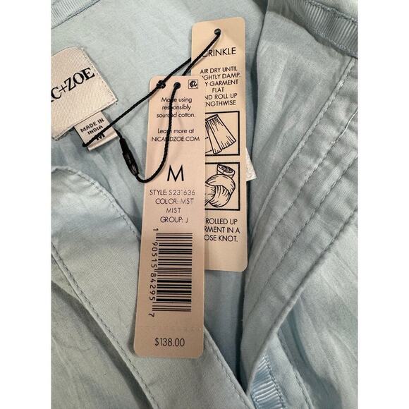 Nic + Zoe Blue Crinkle Shirt Button Up NWT Size M - Picture 15 of 15